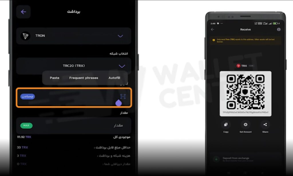 درج آدرس کیف پول ترزور
